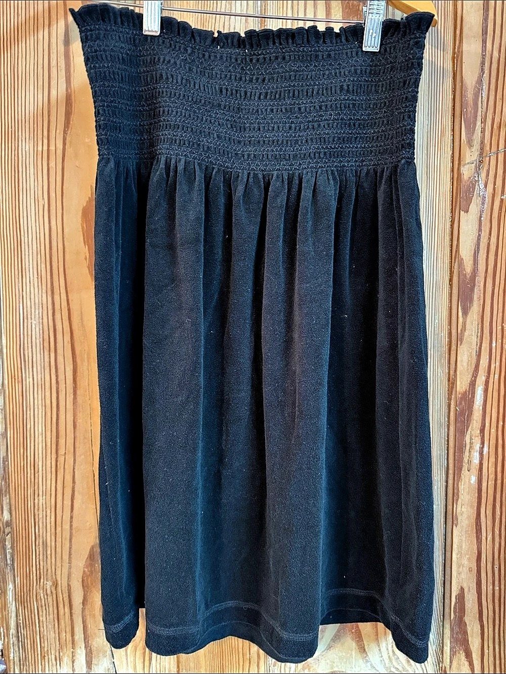 xhiliration Smocked Maxi Skirt or dress Black terry Size XL Like New